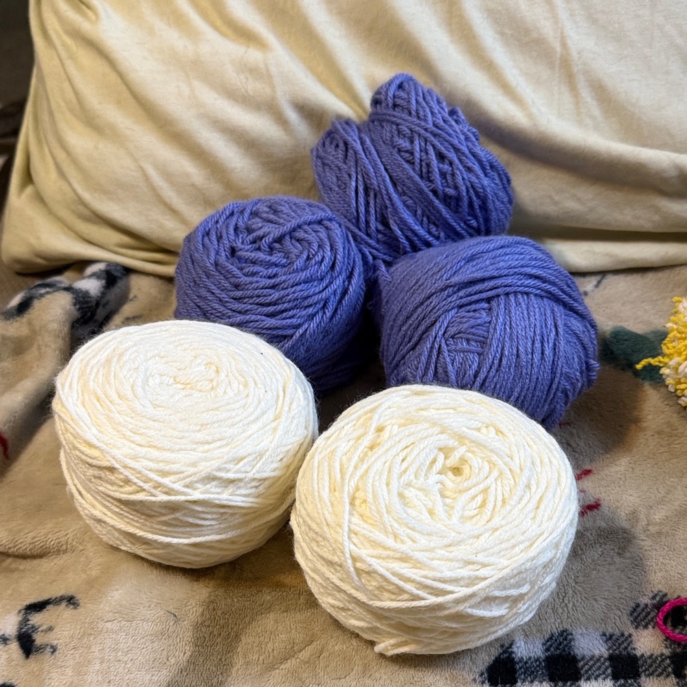 Luxurious Purple and Cream Yarn Set